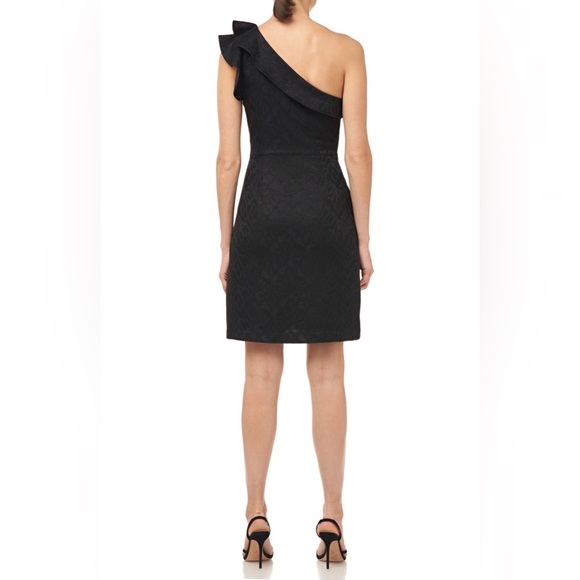 HALSTON HERITAGE Shimmer Floral Jacquard One-Shoulder Cocktail Dress - Picture 3 of 14